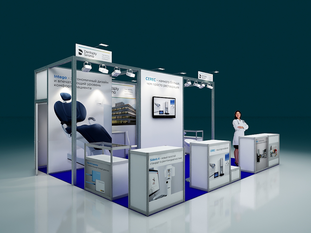 DENTSPLY SIRONA - изготовление выставочных стендов в Самаре и Новосибирске